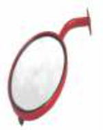 ESPEJO PANORAMICO REDONDO 8" CON BRAZO AUXILIAR ROJO